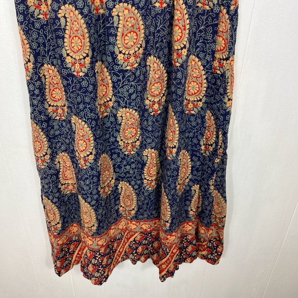 Vintage Bohemian Elephant Paisley Print Maxi Dress Sz M - Picture 4 of 10